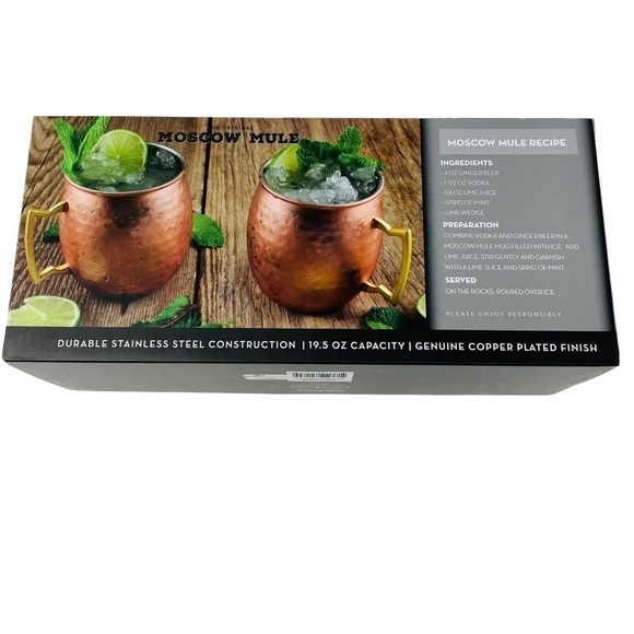 Cambridge Silversmiths 2 Pack of 20 Ounce Hammered Copper Moscow Mule Mugs - Picture 3 of 11